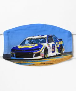 Chase Elliott racing in his Chevy from the front Face Mask, Cloth Mask