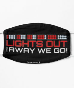 Lights out and away we go! Black background Face Mask, Cloth Mask