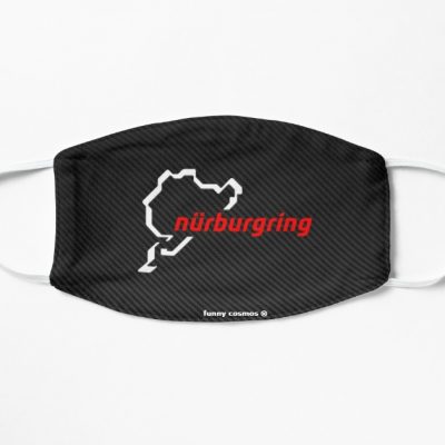 Nurburgrning Carbon Fiber white / red Flat Mask, Face Mask, Cloth Mask